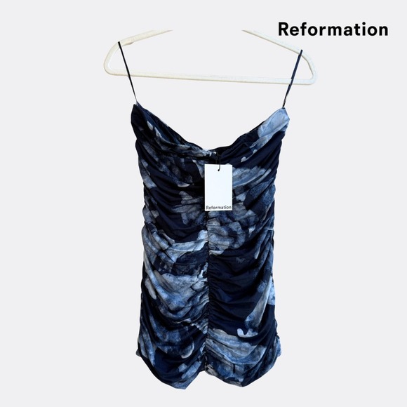 Reformation Arlo Knit Two Piece Set Midnight Rose – Size M – Strapless Top & Fl - Picture 6 of 11